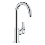 Смеситель для раковины GROHE BauEdge с ограничителем температуры и нажимным донным клапаном, L-Size, хром 