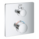 Внешняя часть термостата для душа GROHE Grohtherm на 2 потребителя, квадратная, хром 