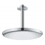 Верхний душ GROHE Tempesta 250, круглый (низ-хром, верх-белый) + Душевой кронштейн потолочный 142 мм, хром (26669000)