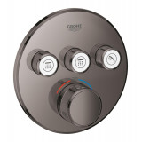 Внешняя часть термостата для ванны и душа GROHE Grohtherm SmartControl на 3 потребителя, круглая, темный графит глянец 