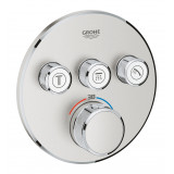 Внешняя часть термостата для ванны и душа GROHE Grohtherm SmartControl на 3 потребителя, круглая, суперсталь 
