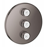 Внешняя часть переключателя потоков GROHE Grohtherm SmartControl на 3 положения, круглая, темный графит глянец 
