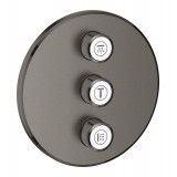 Внешняя часть переключателя потоков GROHE Grohtherm SmartControl на 3 положения, круглая, темный графит матовый 