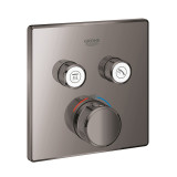 Внешняя часть термостата для ванны и душа GROHE Grohtherm SmartControl на 2 потребителя, квадратная, темный графит глянец 