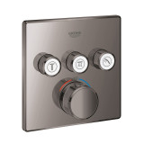 Внешняя часть термостата для ванны и душа GROHE Grohtherm SmartControl на 3 потребителя, квадратная, темный графит глянец 