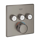Внешняя часть термостата для ванны и душа GROHE Grohtherm SmartControl на 3 потребителя, квадратная, темный графит матовый 