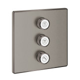 Внешняя часть переключателя потоков GROHE Grohtherm SmartControl на 3 положения, квадратная, темный графит матовый 