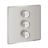 Внешняя часть переключателя потоков GROHE Grohtherm SmartControl на 3 положения, квадратная, суперсталь 