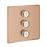 Внешняя часть переключателя потоков GROHE Grohtherm SmartControl на 3 положения, квадратная, теплый закат матовый 