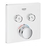 Внешняя часть термостата для ванны и душа GROHE Grohtherm SmartControl на 2 потребителя, квадратная, белая луна 