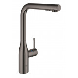 Смеситель для кухонной мойки GROHE Essence с вытяжным душем, темный графит глянец 