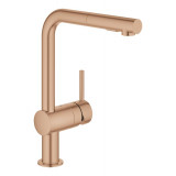Смеситель для кухонной мойки GROHE Minta с вытяжным душем, L-образный излив, теплый закат матовый 