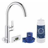 Смеситель для кухонной мойки GROHE Blue Pure Eurosmart с функцией фильтрации, с фильтром в комплекте, хром 