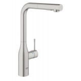 Смеситель для кухонной мойки GROHE Essence с вытяжным изливом 2jet, суперсталь 