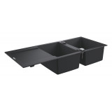 Мойка GROHE K500 с 2 чашами, 1160 x 500 мм, черный гранит 