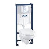 Система инсталляции GROHE Solido Perfect, набор 4 в 1 с подвесным унитазом Lecico Perth и панелью смыва Skate Air 