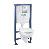 Система инсталляции, набор 5 в 1, с подвесным унитазом и панелью смыва Skate Cosmopolitan, GROHE Bau Ceramic