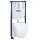 Система инсталляции, GROHE Solido, QuickFix, набор 5 в 1 с подвесным унитазом и панелью смыва Arena Cosmopolitan
