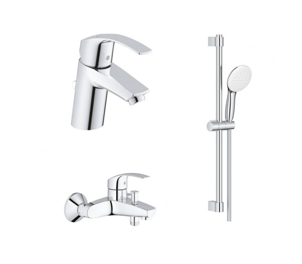 Комплект смесителей для ванной комнаты GROHE Eurosmart с душевым гарнитуром, хром (129153)