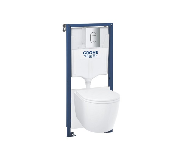 Комплект инсталляции 5 в 1 GROHE Rapid SL с подвесным унитазом Bau Ceramic, сиденьем и панелью смыва Arena Cosmopolitan (103849SH00)