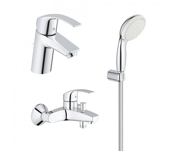 Готовый набор для ванной, GROHE Eurosmart New, смесители для ванны, раковины, душевой набор, хром