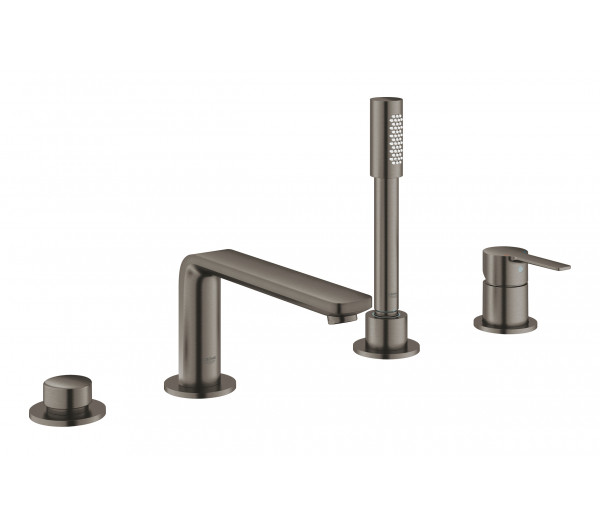 Смеситель для ванны GROHE Lineare на 4 отверстия, на край ванны, темный графит матовый 