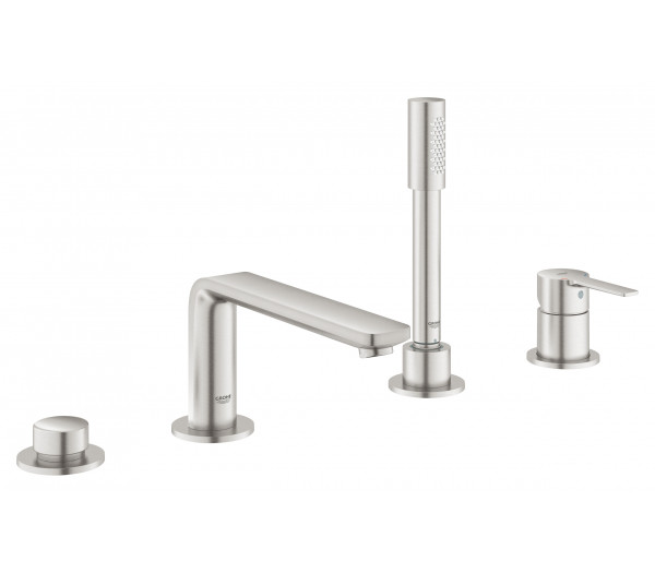 Смеситель для ванны GROHE Lineare на 4 отверстия, на край ванны, суперсталь 
