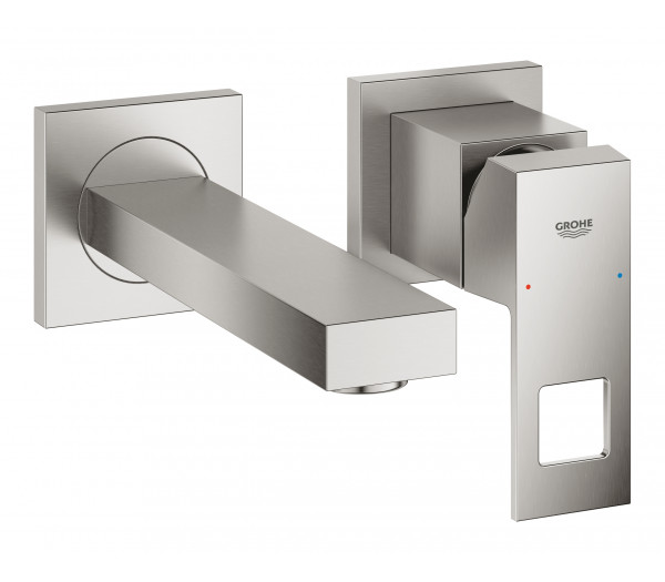 Внешняя часть смесителя для раковины GROHE Eurocube на 2 отверстия, S-Size, суперсталь 