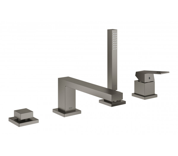 Смеситель для ванны GROHE Eurocube на 4 отверстия, на край ванны, темный графит матовый (19897AL1)