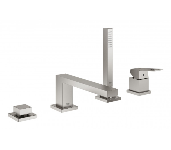 Смеситель для ванны GROHE Eurocube на 4 отверстия, на край ванны, суперсталь 