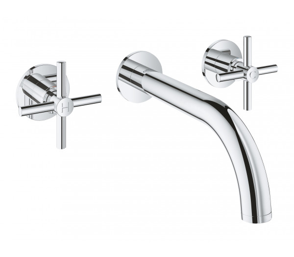 Внешняя часть смесителя для раковины GROHE Atrio настенного монтажа на 3 отверстия, двухвентильный, хром 