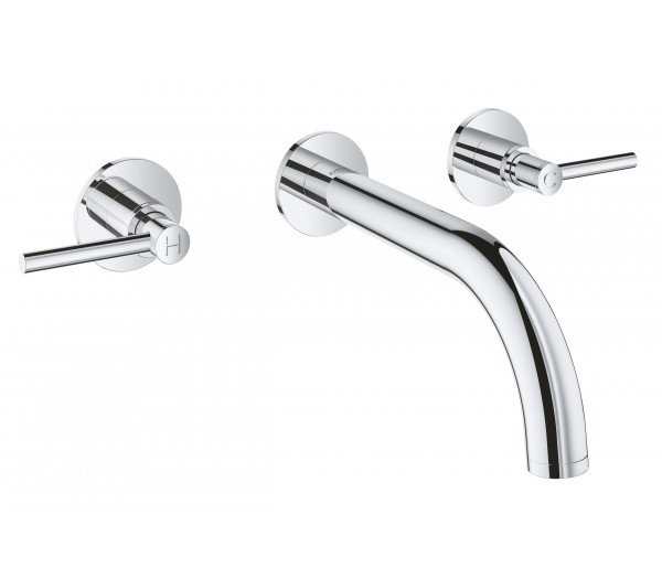 Внешняя часть смесителя для раковины GROHE Atrio настенного монтажа на 3 отверстия, двухвентильный, хром 