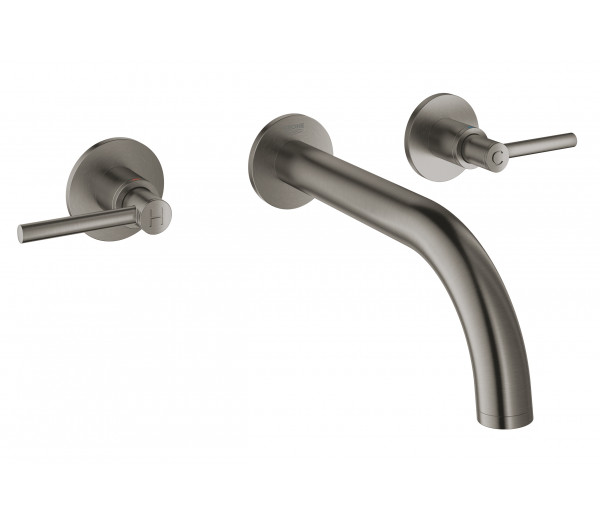 Внешняя часть смесителя для раковины GROHE Atrio настенного монтажа на 3 отверстия, двухвентильный, темный графит матовый 