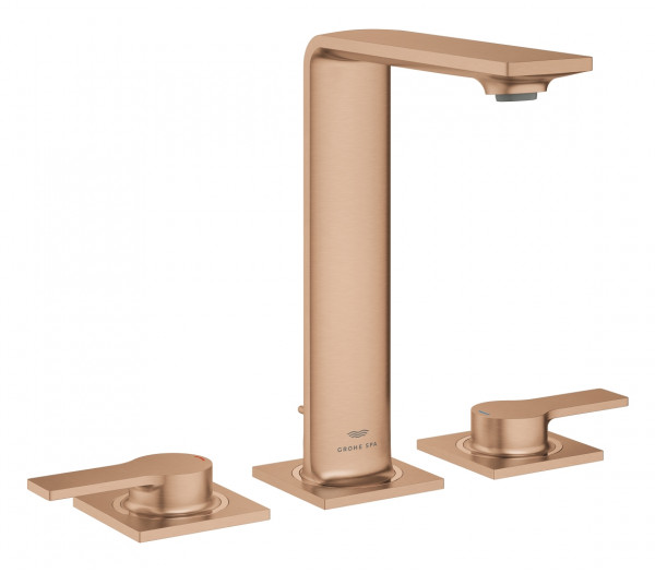 Смеситель для раковины GROHE Allure на 3 отверстия, с донным клапаном, M-Size, теплый закат матовый 