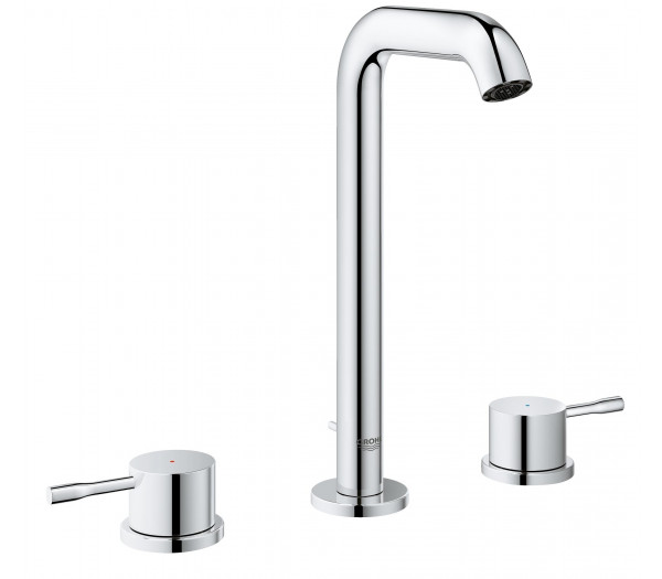 Смеситель для раковины GROHE Essence на 3 отверстия, с донным клапаном и высоким изливом, хром 