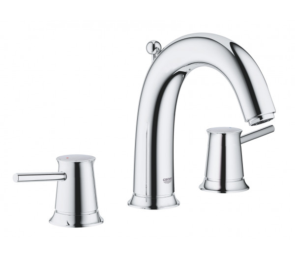 Смеситель для раковины GROHE BauClassic на 3 отверстия, двухвентильный, хром 