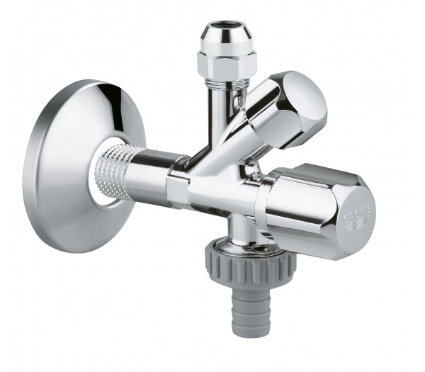 Вентиль угловой GROHE комбинированный 1/2″-3/8″ для подключения смесителей, хром 