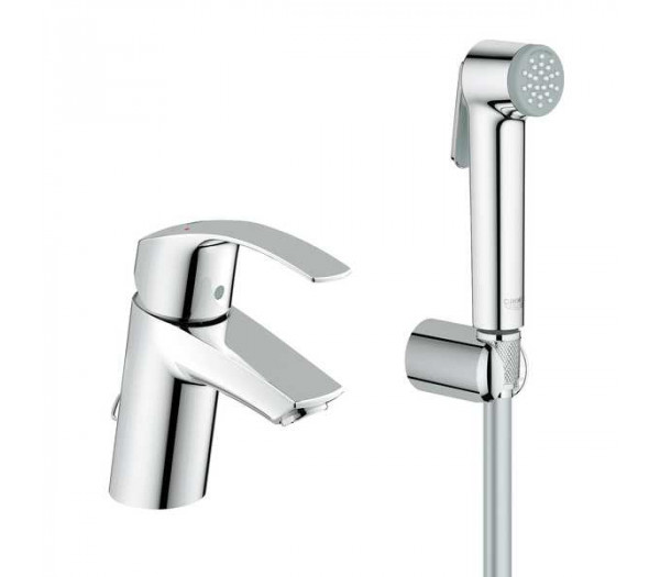 Смеситель для раковины GROHE Eurosmart с цепочкой и гигиеническим душем, хром 