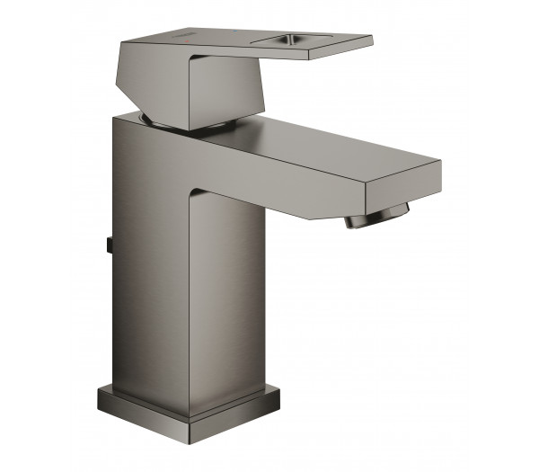 Смеситель для раковины GROHE Eurocube с донным клапаном, темный графит матовый 