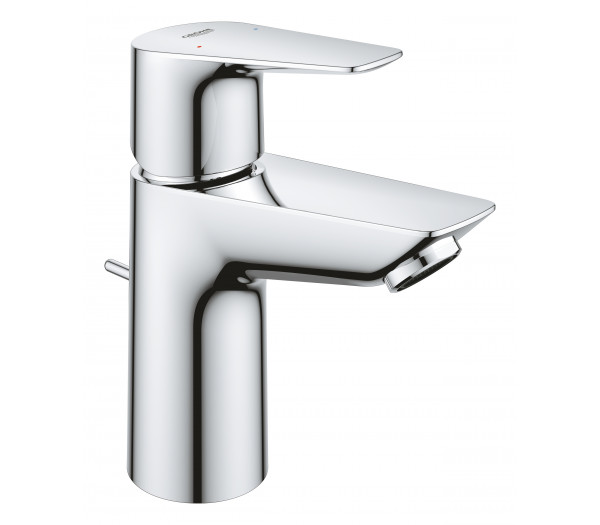 Смеситель для раковины GROHE BauEdge с ограничителем температуры и рычажным донным клапаном, S-Size, хром 