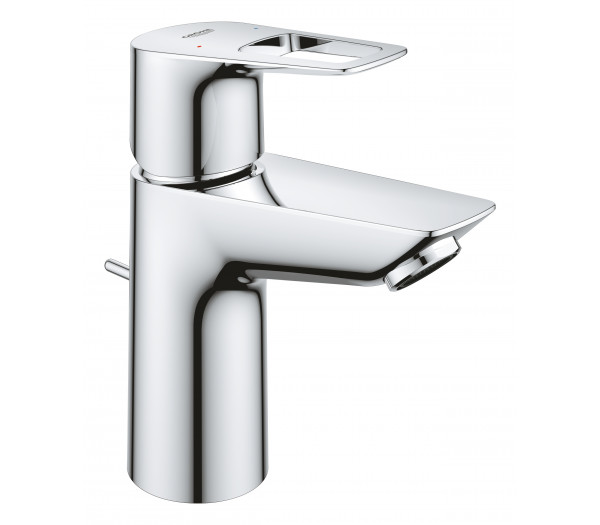 Смеситель для раковины GROHE BauLoop с ограничителем температуры и рычажным донным клапаном, S-Size, хром 