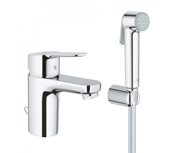 Смеситель для раковины GROHE BauEdge с цепочкой и гигиеническим душем, S-Size, хром 