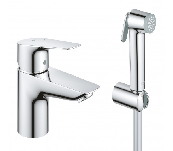 Смеситель для раковины GROHE BauEdge с гигиеническим душем, хром 