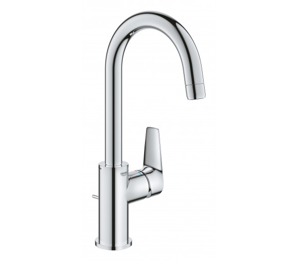 Смеситель для раковины GROHE BauEdge с ограничителем температуры и рычажным донным клапаном, L-Size, хром 