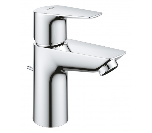 Смеситель для раковины GROHE BauEdge с ограничителем температуры и рычажным донным клапаном, S-Size, хром 