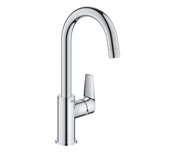 Смеситель для раковины GROHE BauEdge с ограничителем температуры и нажимным донным клапаном, L-Size, хром 