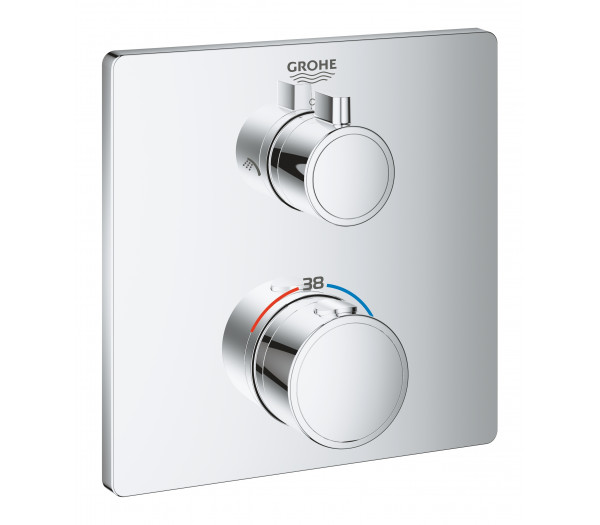 Внешняя часть термостата для душа GROHE Grohtherm на 2 потребителя, квадратная, хром 