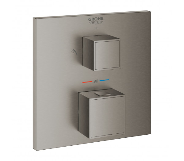 Внешняя часть термостата для душа GROHE Grohtherm Cube на 2 потребителя, темный графит матовый 