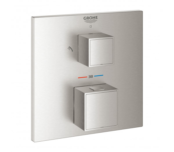 Внешняя часть термостата для душа GROHE Grohtherm Cube на 2 потребителя, суперсталь (24154DC0)