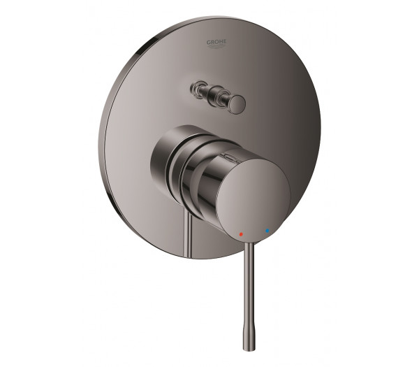 Внешняя часть смесителя для ванны GROHE Essence скрытого монтажа на 2 потребителя, круглая, темный графит глянец 